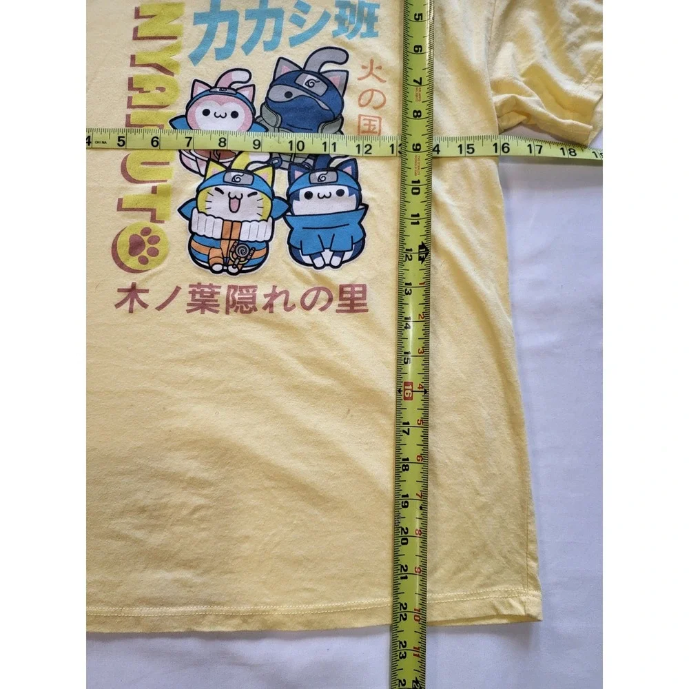 Naruto Nyaruto Kids Yellow Graphic T-Shirt Anime Cat Characters Size L 10/12